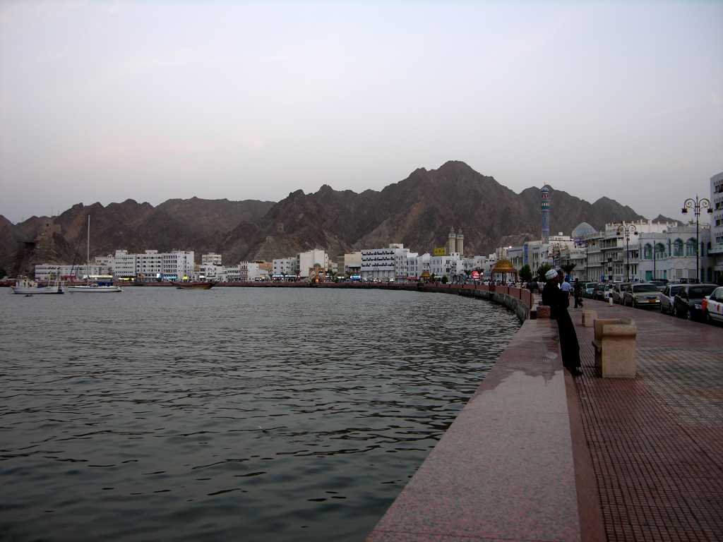 Muscat 03 Mutrah 10 Corniche Just Before Sunset Mutrah is 3km north-west of Muscat and is the main trading and residential port area. Mutrah Fort sits on a hill at the far left and dates from the 1580s during the Portuguese occupation of Muscat. It is used for military purposes.